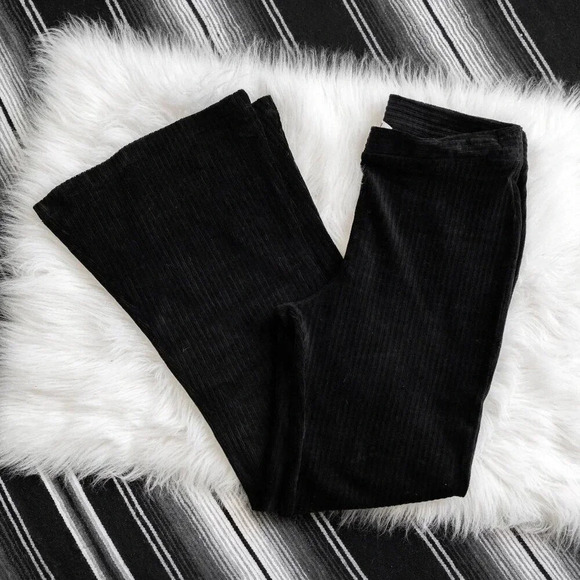 Double Zero Women’s Sz Large Black Flare Retro Bell Bottom High Waist Pants - Picture 1 of 9
